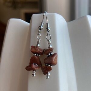 Elegant Natural Sparkle Brown Stone Earrings